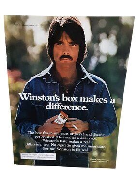 1975 Winston Cigarettes Vintage Print Ad Winston's Box Man Denim Jacket